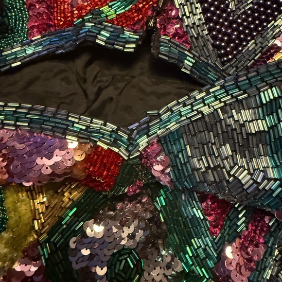 Oleg Cassini Black Tie Multicolor Sequin Dress - Picture 6 of 10